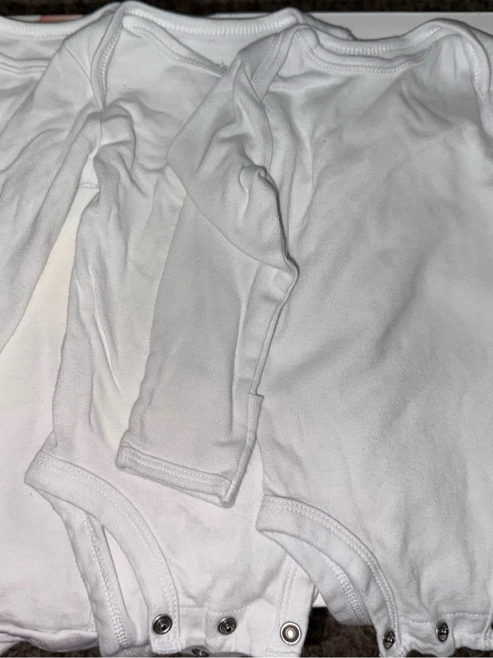 Carter's White Long Sleeve Baby Bodysuits (3 Pack)